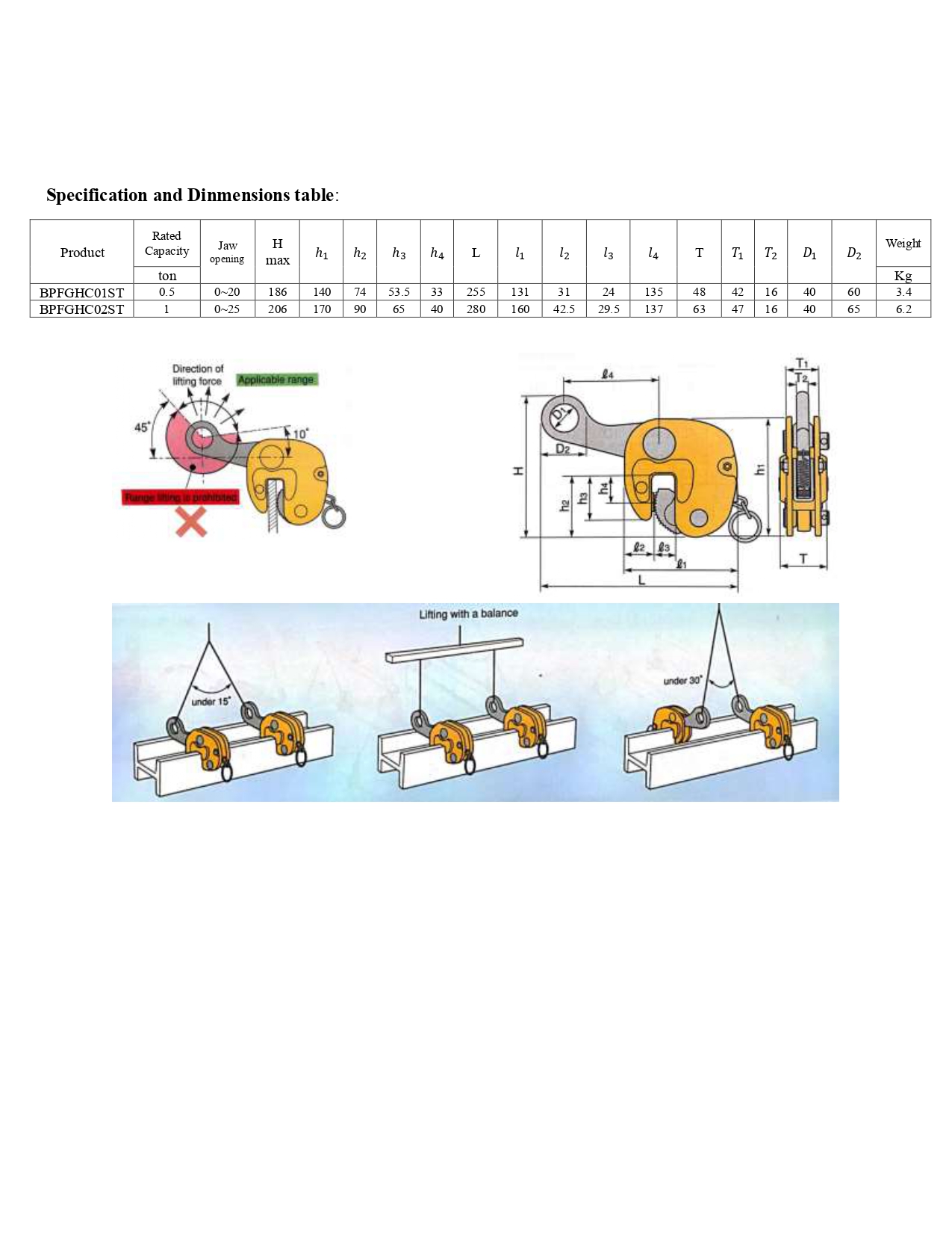 horizantal lifting clamp